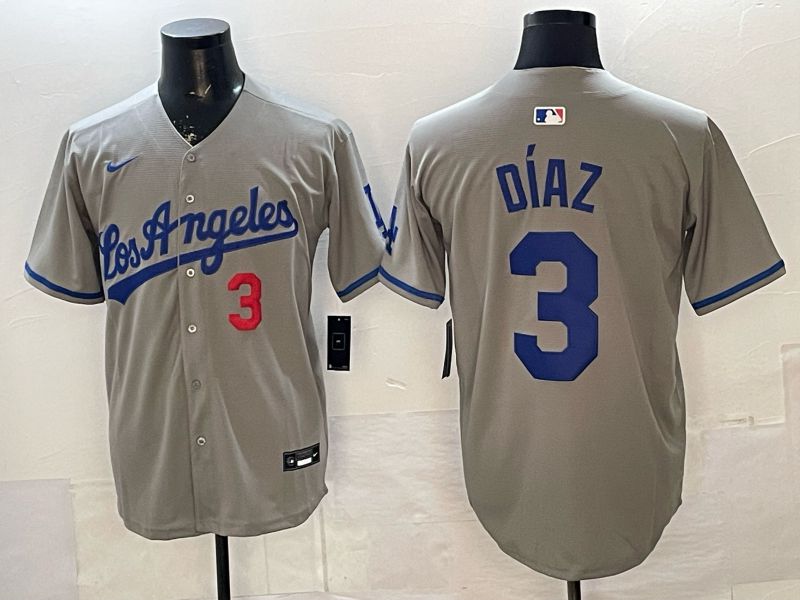 Men 2026 Los Angeles Dodgers #3 Diaz Grey Game Nike MLB Jersey style 0055->los angeles dodgers->MLB Jersey